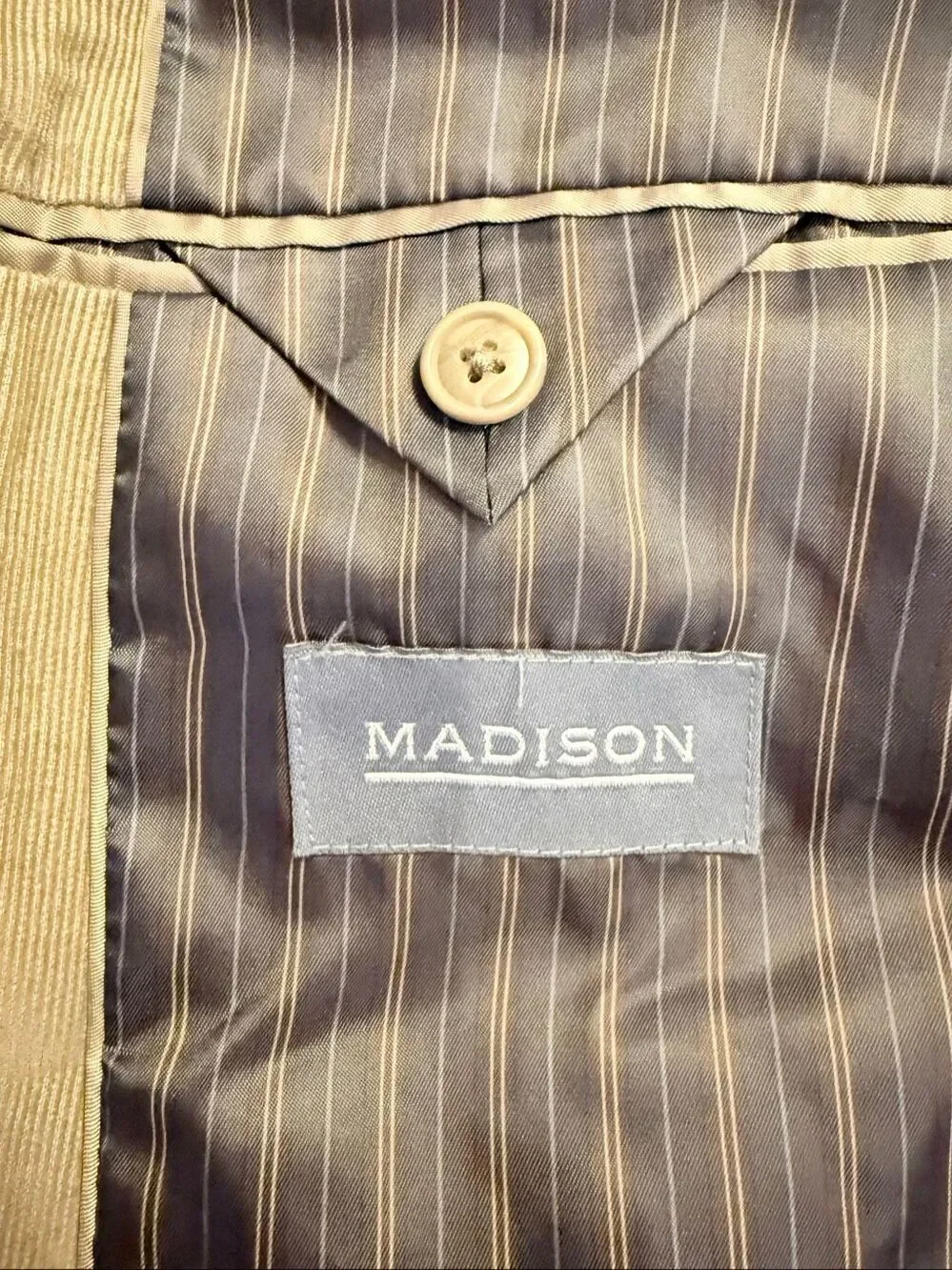 Madison Corduroy Men’s Blazer Sport Coat 42S Tan Khaki